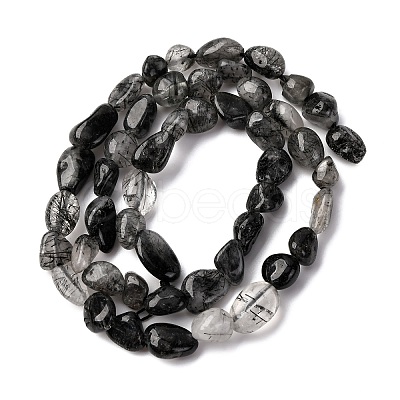 Natural Black Rutilated Quartz Beads Strands G-R445-6x8-18-1