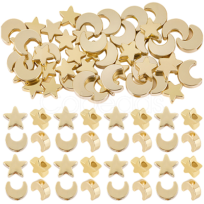 60Pcs 2 Styles Brass Beads KK-BBC0022-33-1