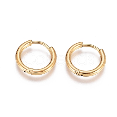 304 Stainless Steel Huggie Hoop Earrings EJEW-G272-02-10mm-G-1