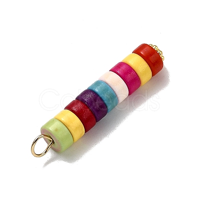 Dyed Synthetic Turquoise Column Pendants PALLOY-JF04536-02-1