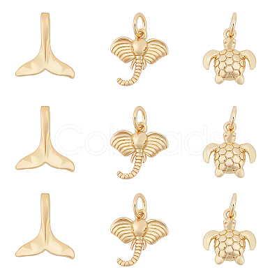 18Pcs 3 Style Brass Charms KK-CA0001-52G-1