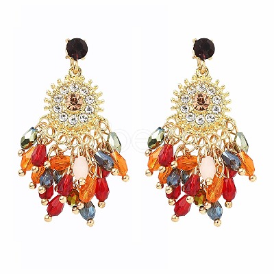 Bohemia Style Alloy Acrylic Tassel Dangle Stud Earrings for Women EJEW-G435-01G-1
