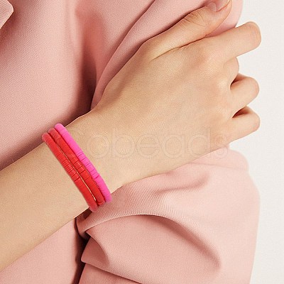 Polymer Clay Heishi Surfer Stretch Bracelets Set BJEW-SW00125-1