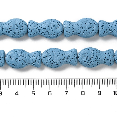 Fish Dyed Natural Lava Rock Beads Strands G-O126-01A-01-1