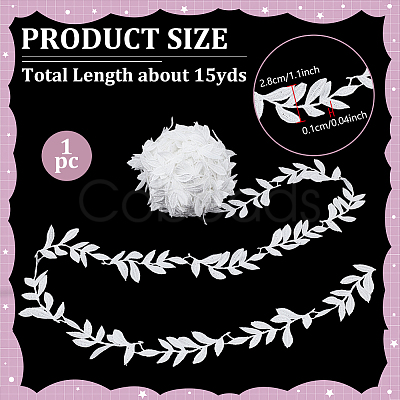 Polyester Lace Leaf Ribbon OCOR-WH0082-514A-1