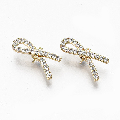 Brass Micro Pave Clear Cubic Zirconia Peg Bails Pendants KK-R117-011-NF-1