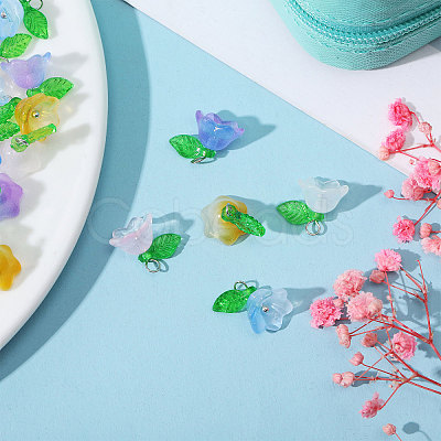 100Pcs 10 Colors Glass Flower of Life Charms FIND-CA0009-01-1