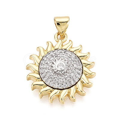 Brass Micro Pave Clear Cubic Zirconia Pendants KK-T080-05B-1