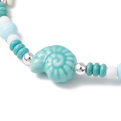 Synthetic Turquoise & Porcelain & Dyed Natural Howlite Beads Stretch Bracelets for Women BJEW-JB11793-01-1