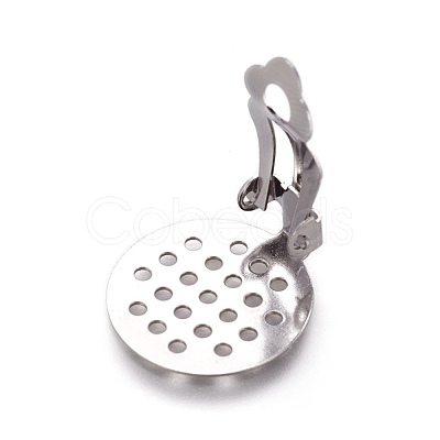 Tarnish Resistant Stainless Steel Clip-on Earring Findings X-STAS-L207-18P-1