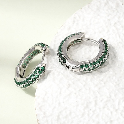 Brass Micro Pave Cubic Zirconia Hoop Earrings KK-CBA8324-24P-1