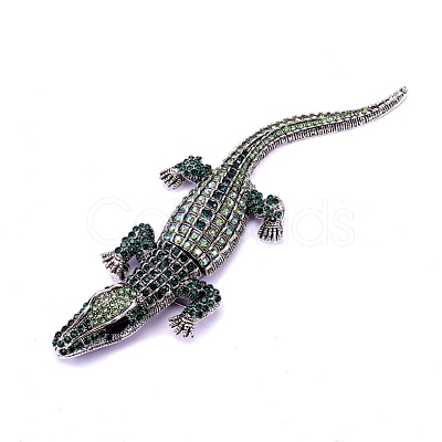 Alloy Rhinestones Alligator Brooches JEWB-S022-07B-1