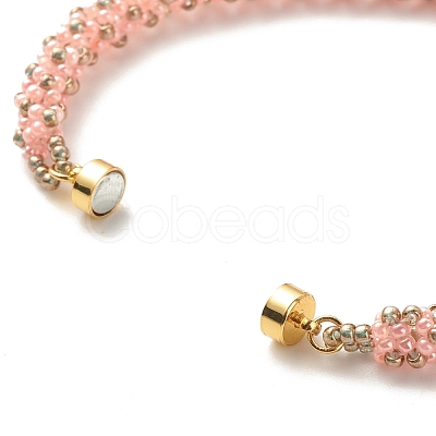 Glass Seed Beaded Bracelet with Brass Magnetic Clasps BJEW-JB07801-04-1