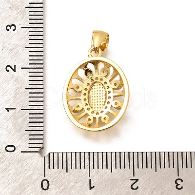 Religion Themed Rack Plating Brass Micro Pave Cubic Zirconia Pendants KK-L226-007G-08-1