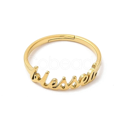 Ion Plating(IP) 304 Stainless Steel Word Adjustable Ring RJEW-L107-024G-1