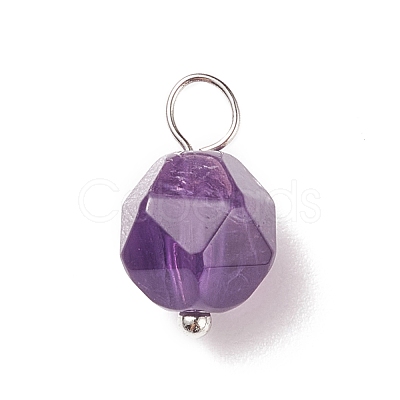 Faceted Natural Amethyst Pendants PALLOY-JF01694-03-1