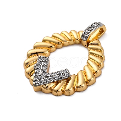 Brass Micro Pave Cubic Zirconia Pendants KK-V009-19G-1