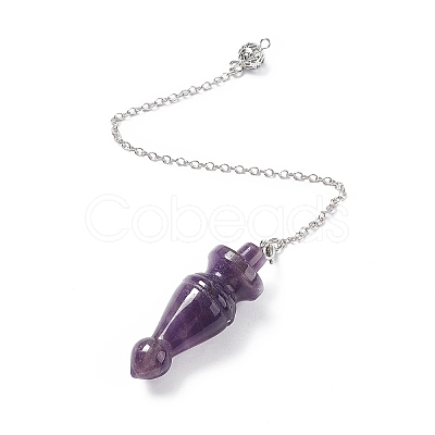 Natural Amethyst Pointed Dowsing Pendulums AJEW-B020-03P-04-1