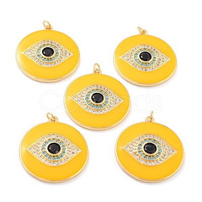 Real 18K Gold Plated Brass Micro Pave Cubic Zirconia Pendants ZIRC-L100-084G-03-1