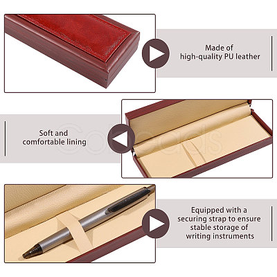 Rectangle PU Leather Single Pen Storage Boxes AJEW-WH0886-10-1