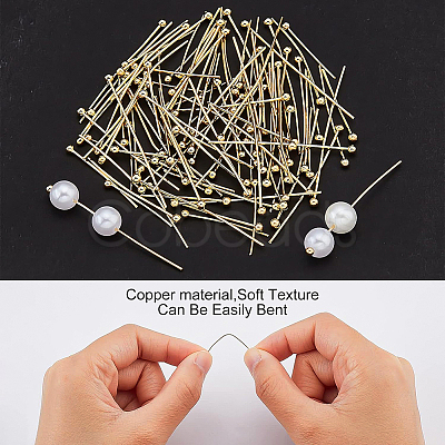 BENECREAT 250Pcs 5 Styles Brass Ball Head Pins KK-BC0008-29-1