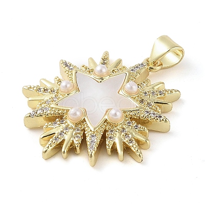 Brass Micro Pave Clear Cubic Zirconia Pendants KK-Q813-12A-G-1