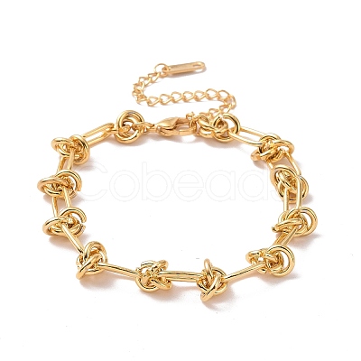 304 Stainless Steel Knot Link Chain Bracelet for Men Women LS-BJEW-E020-01G-1
