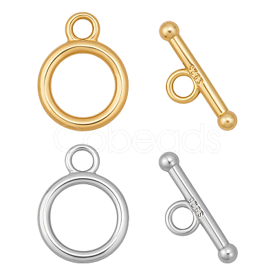 2Pcs 2 Colors 925 Sterling Silver Toggle Clasps STER-BC0004-02-1