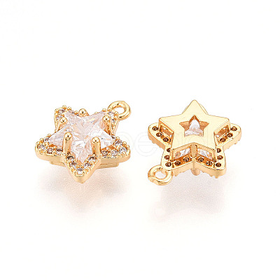 Brass Micro Pave Cubic Zirconia Charms KK-N261-117A-G-1