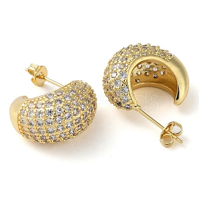 Rack Plating Brass Micro Pave Cubic Zirconia Stud Earrings EJEW-M230-11G-1