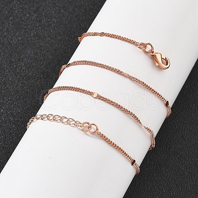Brass Curb Chains Necklaces for Women NJEW-D302-18RG-1