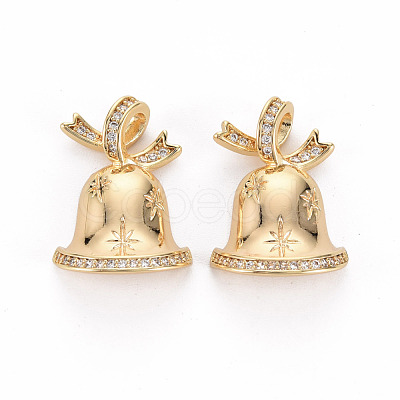 Brass Micro Pave Clear Cubic Zirconia Link Connectors KK-S356-446-NF-1