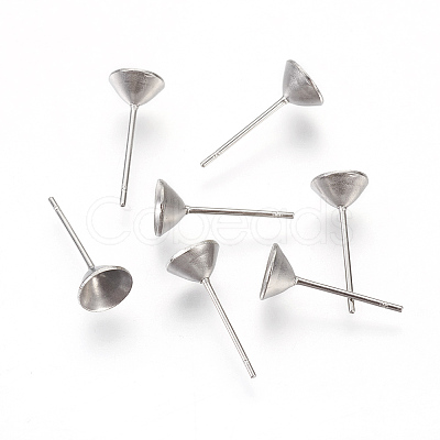 Non-Tarnish 304 Stainless Steel Post Stud Earring Settings STAS-I097-006D-P-1