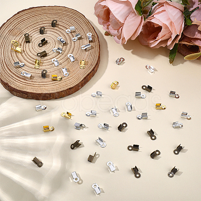 1600Pcs 8Bags 4 Colors Iron Folding Crimp Ends IFIN-CL0001-10-1