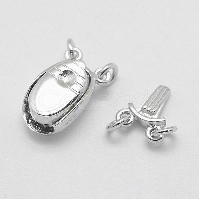 Anti-Tarnish Rhodium Plated 925 Sterling Silver Box Clasps STER-E056-075P-1