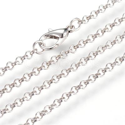 Iron Rolo Chains Necklace Making MAK-R017-45cm-P-1