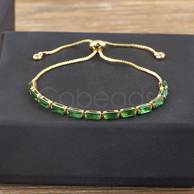 Brass Micro Pave Cubic Zirconia Slider Bracelets FS-WG49F5F-02-1