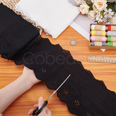 2 Colors Cotton Embroidery Flower Ribbons OCOR-PH0005-78-1