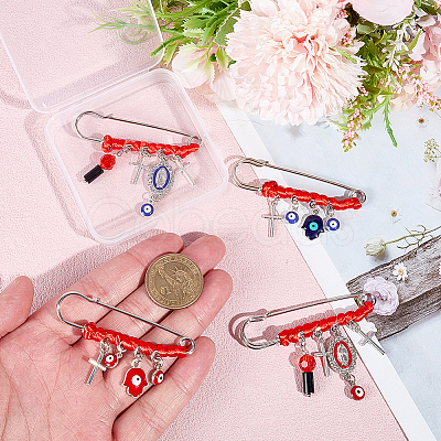 4Pcs 4 Styles Steel Brooches JEWB-DR00026-1