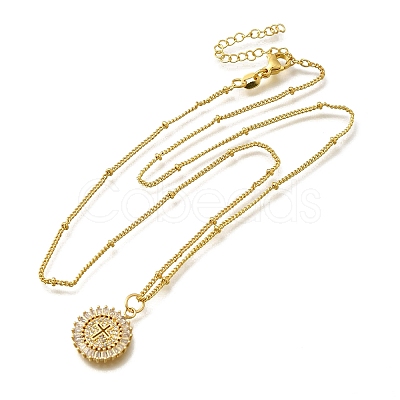 Brass Clear Cubic Zirconia Pendant Necklaces for Women LS-NJEW-A039-02E-G-1