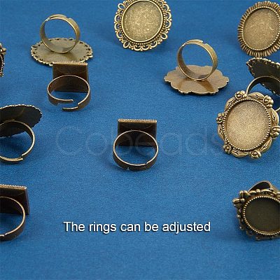 Adjustable Iron Finger Ring Components PALLOY-PH0012-34-1