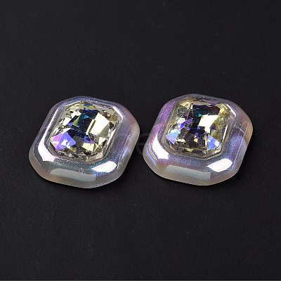Rainbow Iridescent Plating Acrylic Cabochons OACR-E011-07-1