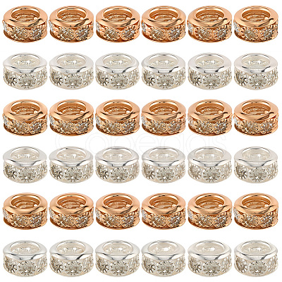 50Pcs 2 Colors Brass Rhinestone Beads KK-PA0001-04-1