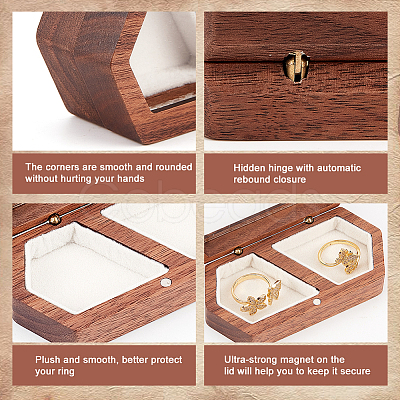 2-Slot Wooden Couple Rings Storage Boxes CON-WH0087-42A-1