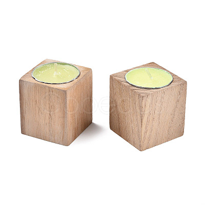 Natural Wood Candle Holder AJEW-T002-01A-1