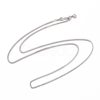 Anti-Tarnish Rhodium Plated 925 Sterling Silver Wheat Chains Necklace for Women STER-I021-02B-P-1