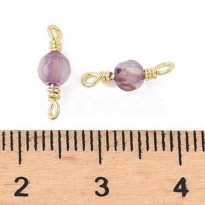 Dyed Natural Agate Faceted Round Connector Charms KK-C097-06G-03-1