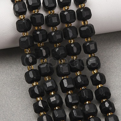 Natural Shungite Beads Strands GG-CBAC972-A14-01-1