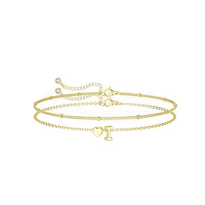 2Pcs 2 Styles Brass Beaded Bracelets & Satellite Chains Bracelets for Women FS-WG4A116-08-1