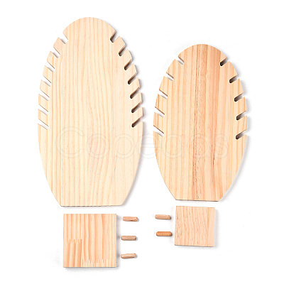 2 Sizes Wooden Oval Leaf Detachable Bracelet Display Stands BDIS-WH0003-22-1